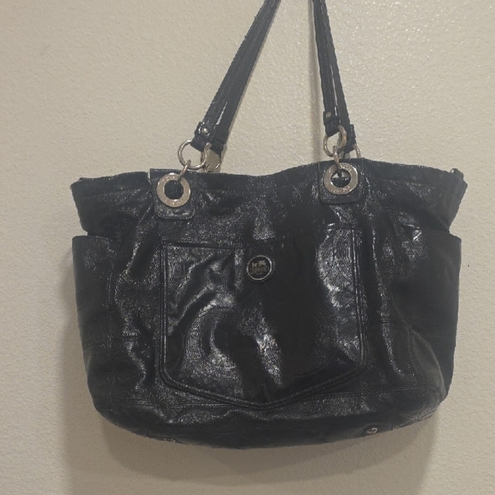 Coach Shiny Black Tote Bag
